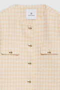 Janet Jacket - Cream And Peach Houndstooth