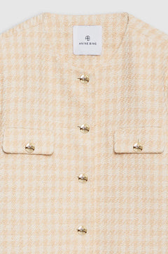 Janet Jacket - Cream And Peach Houndstooth