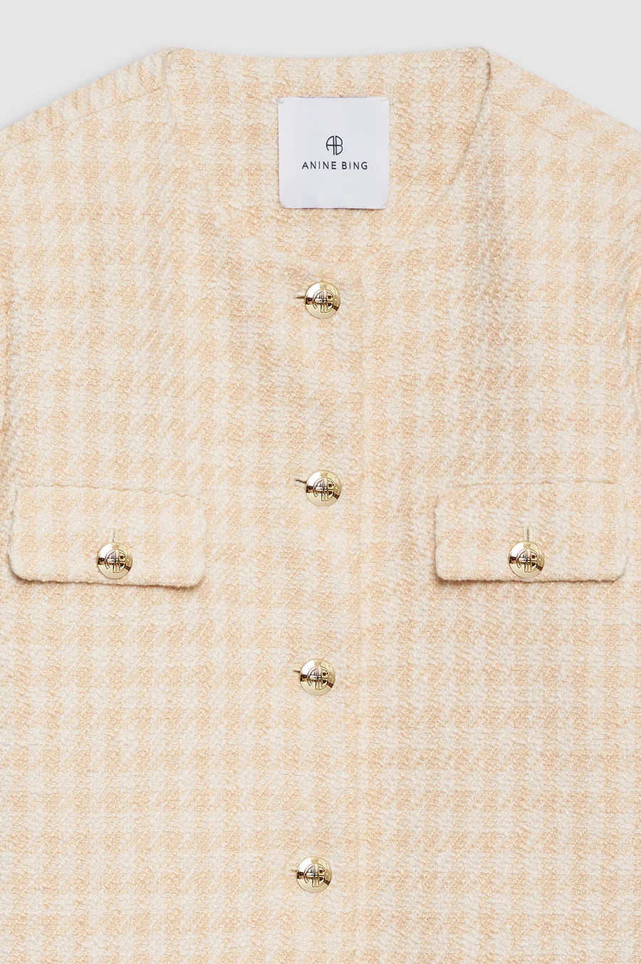 Janet Jacket - Cream And Peach Houndstooth