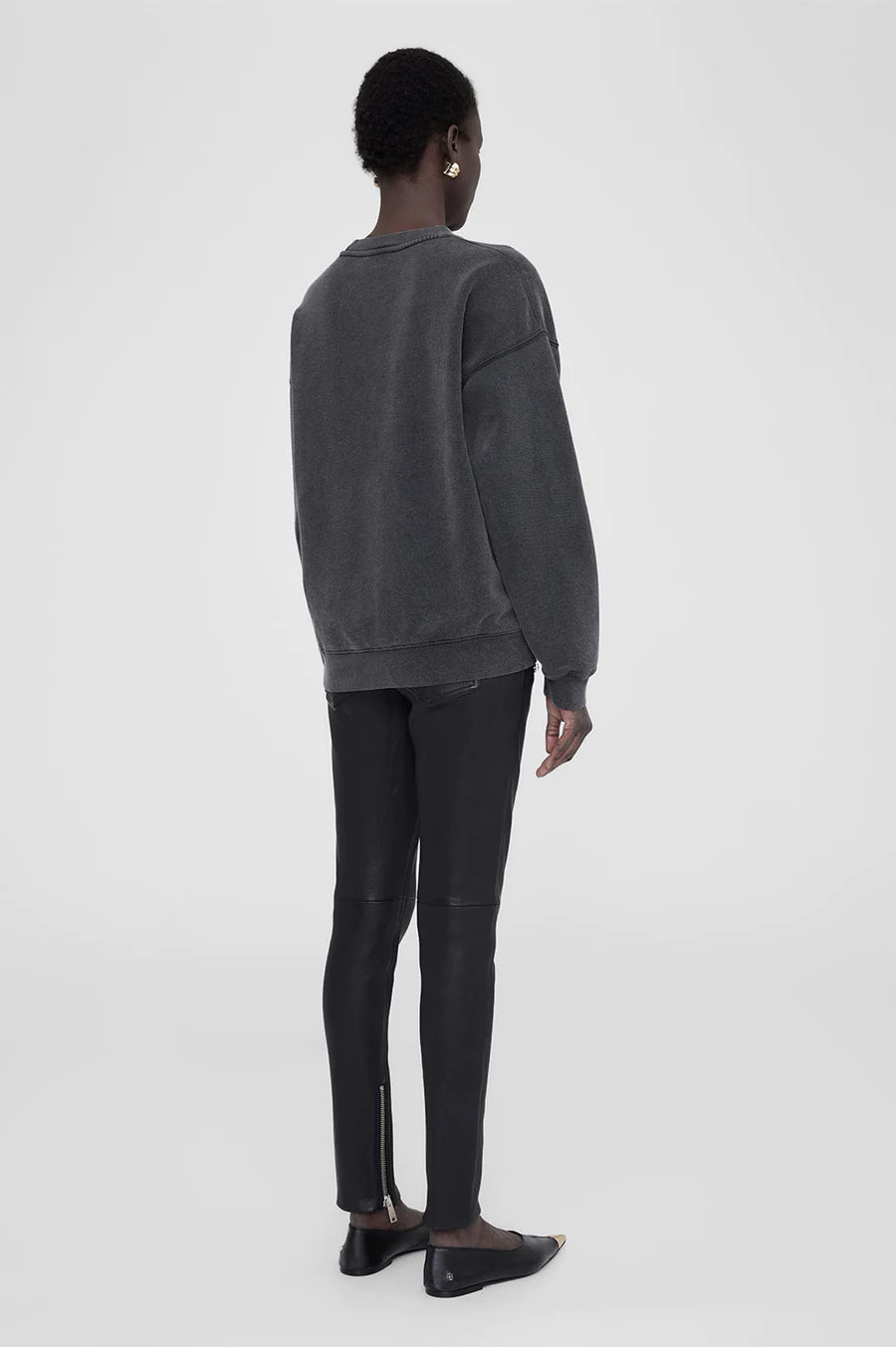 Spencer Sweatshirt Spotted Leopard - Washed Black