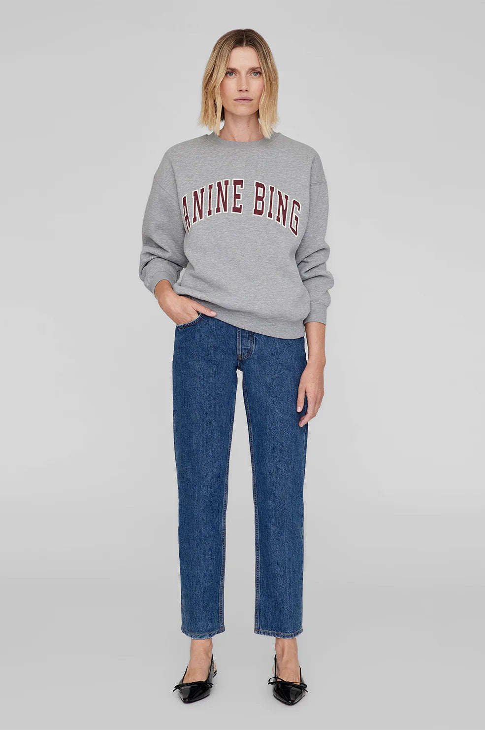 Anine Bing Spencer Sweatshirt - Medium Heather Grey