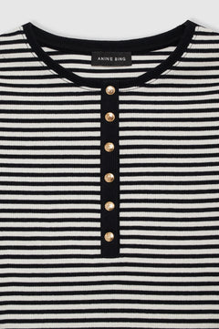 Alessia Tee - Cream And Black Stripe