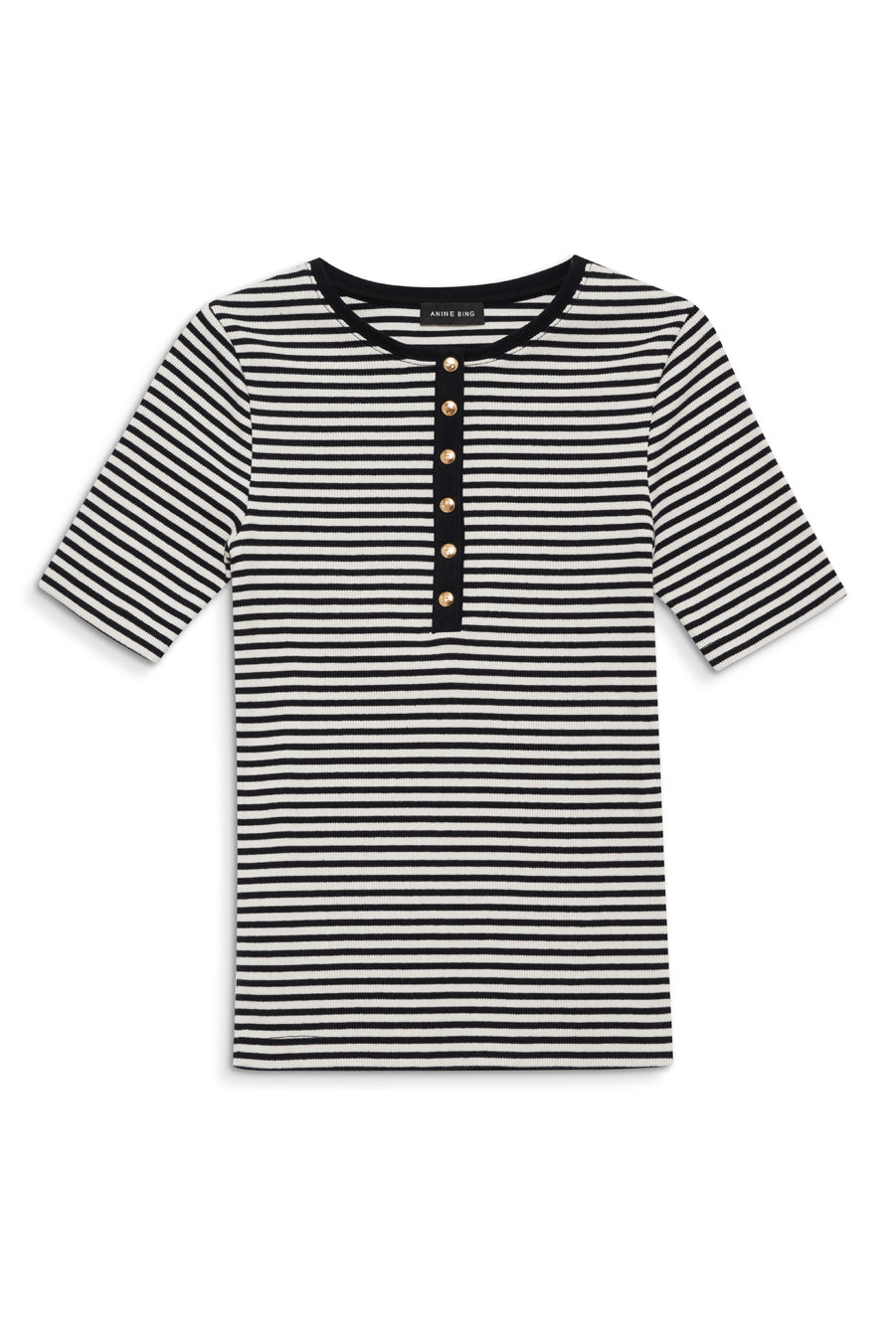 Alessia Tee - Cream And Black Stripe