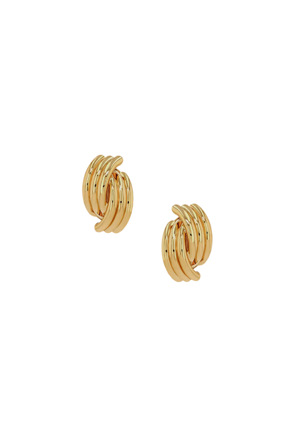 Crossover Ribbed Earrings - Guld