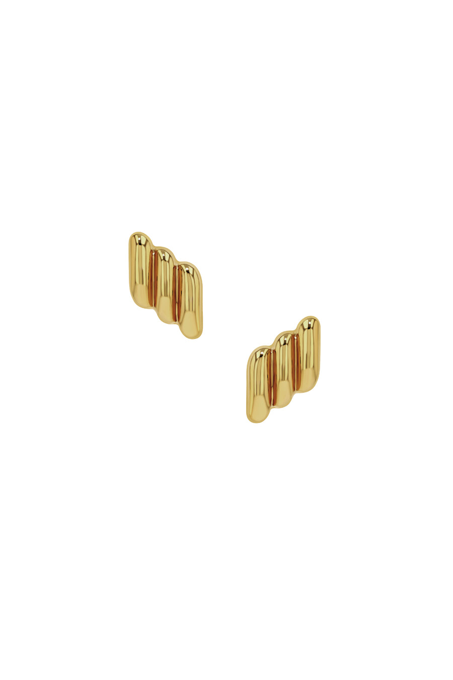 Diagonal Ribbed Earrings - Guld
