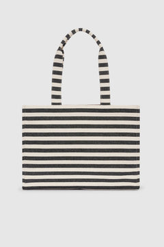 Lara Tote - Black And Natural Stripe