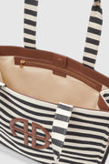 Lara Tote - Black And Natural Stripe