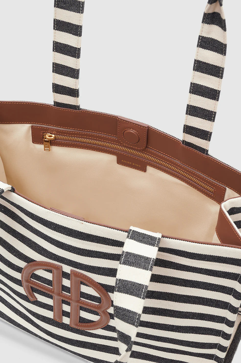 Lara Tote - Black And Natural Stripe