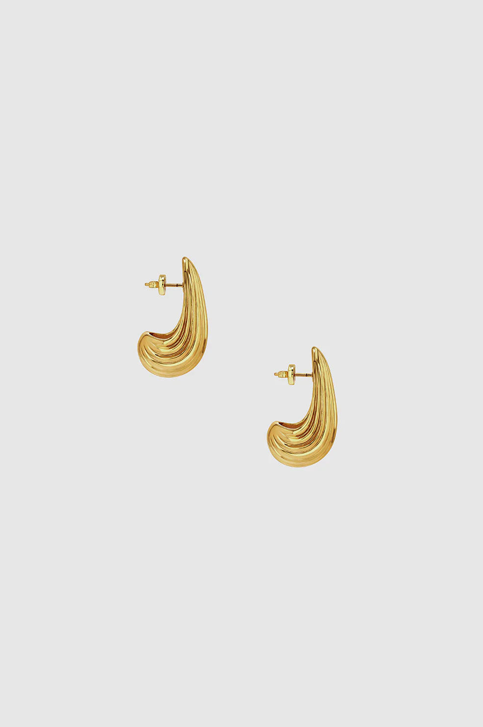 Ribbed Drop Earrings - Guld