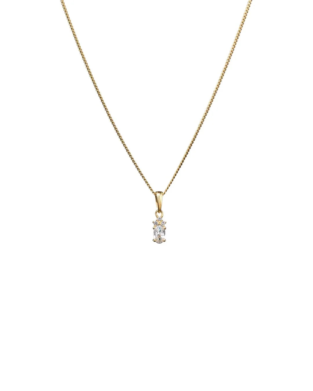 White Pendant Necklace - Guld