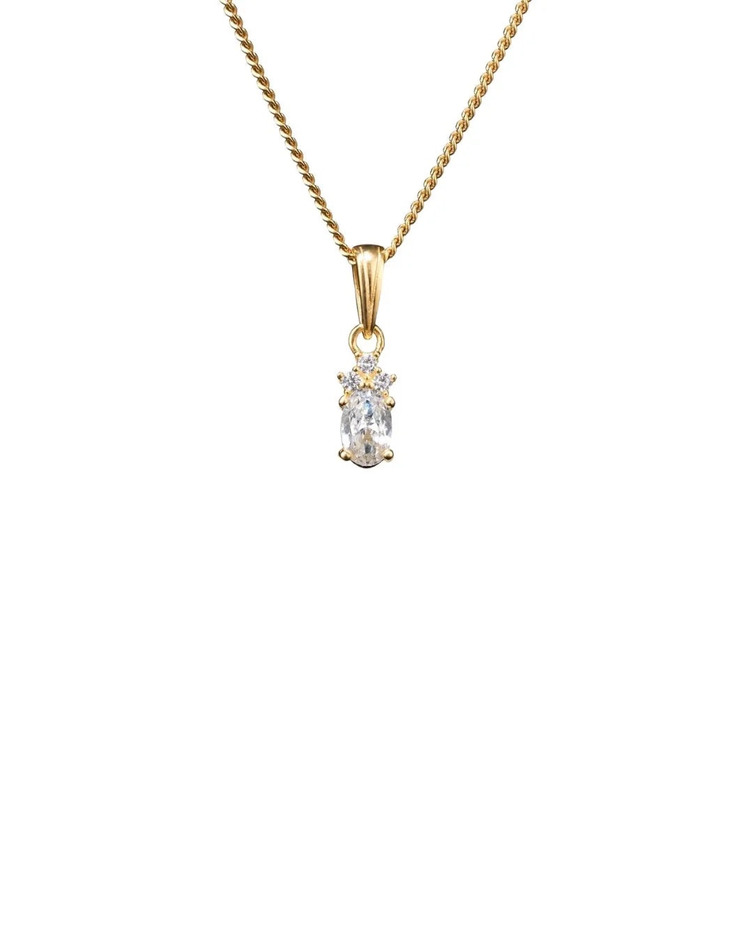 White Pendant Necklace - Guld