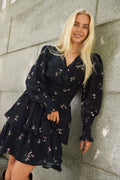 Jade Crepe Dress - Navy Small Flower