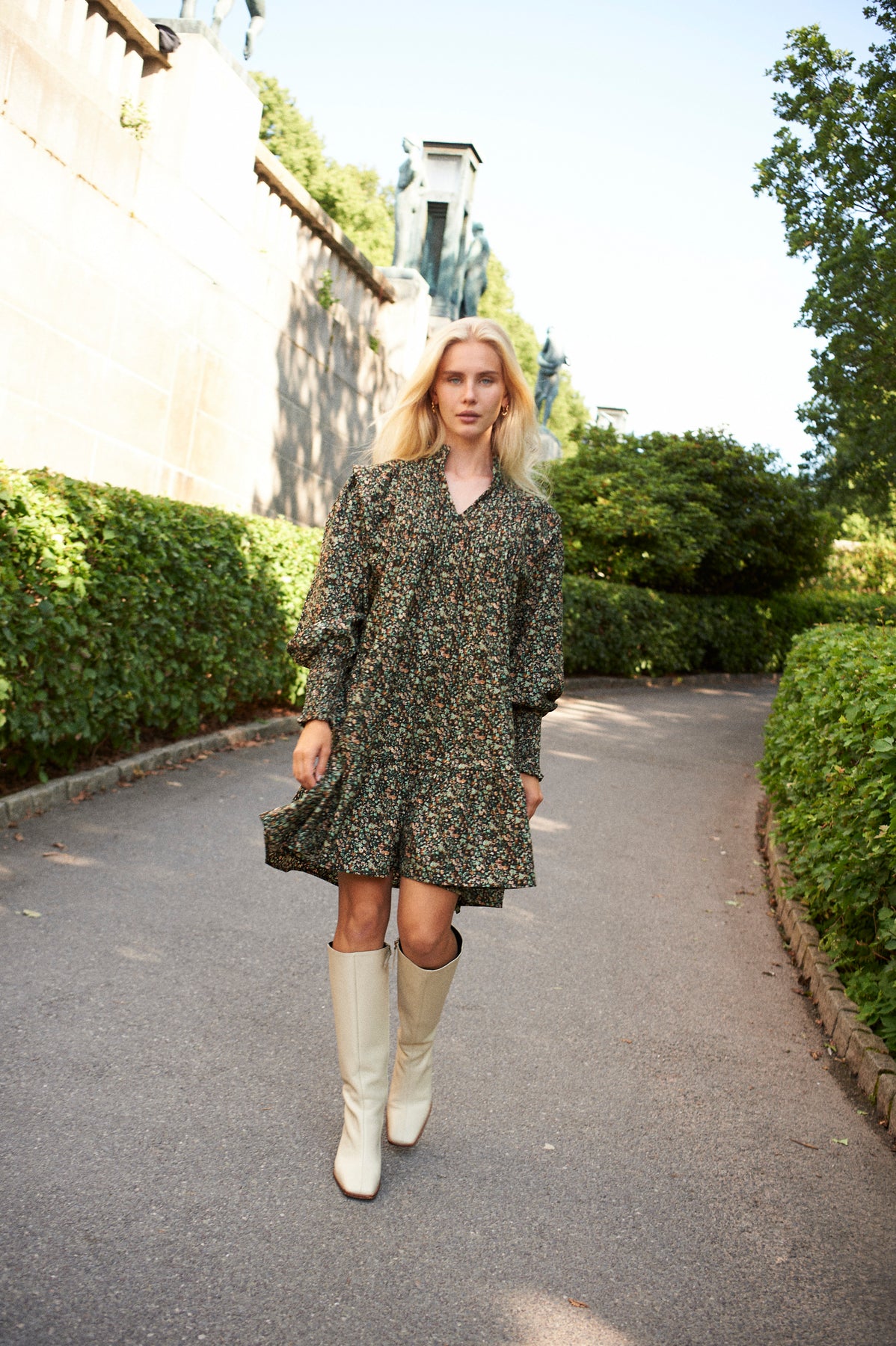 Embla Baby Cord Dress - Green Autumn