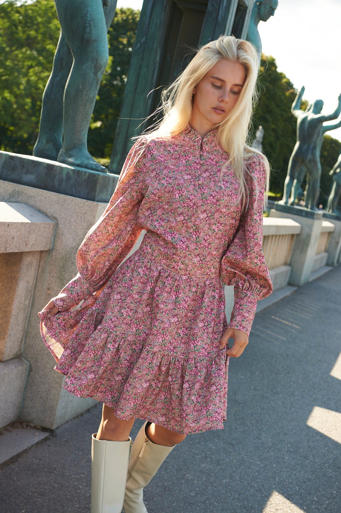 Liv Baby Cord Dress - Pink Flower