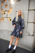 Saga Wide Dress - Dark Blue Paisley