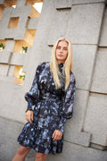 Saga Wide Dress - Dark Blue Paisley