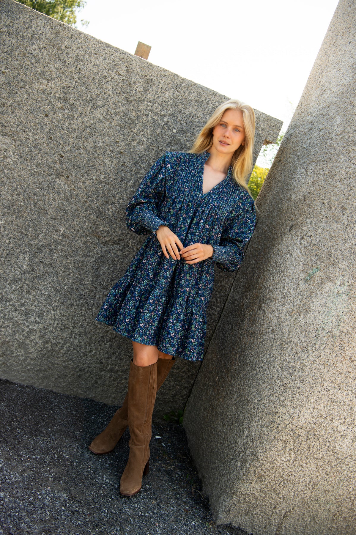 Embla Cord Print Dress - Blue