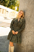 Evina Cord Print Dress - Green