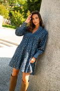 Embla Cord Print Dress - Blue