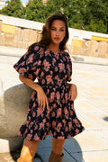 Svanhild Brocade Dress - Navy Flower