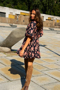 Svanhild Brocade Dress - Navy Flower