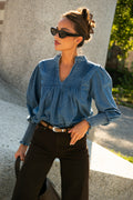 Emma Denim Blouse - Blue