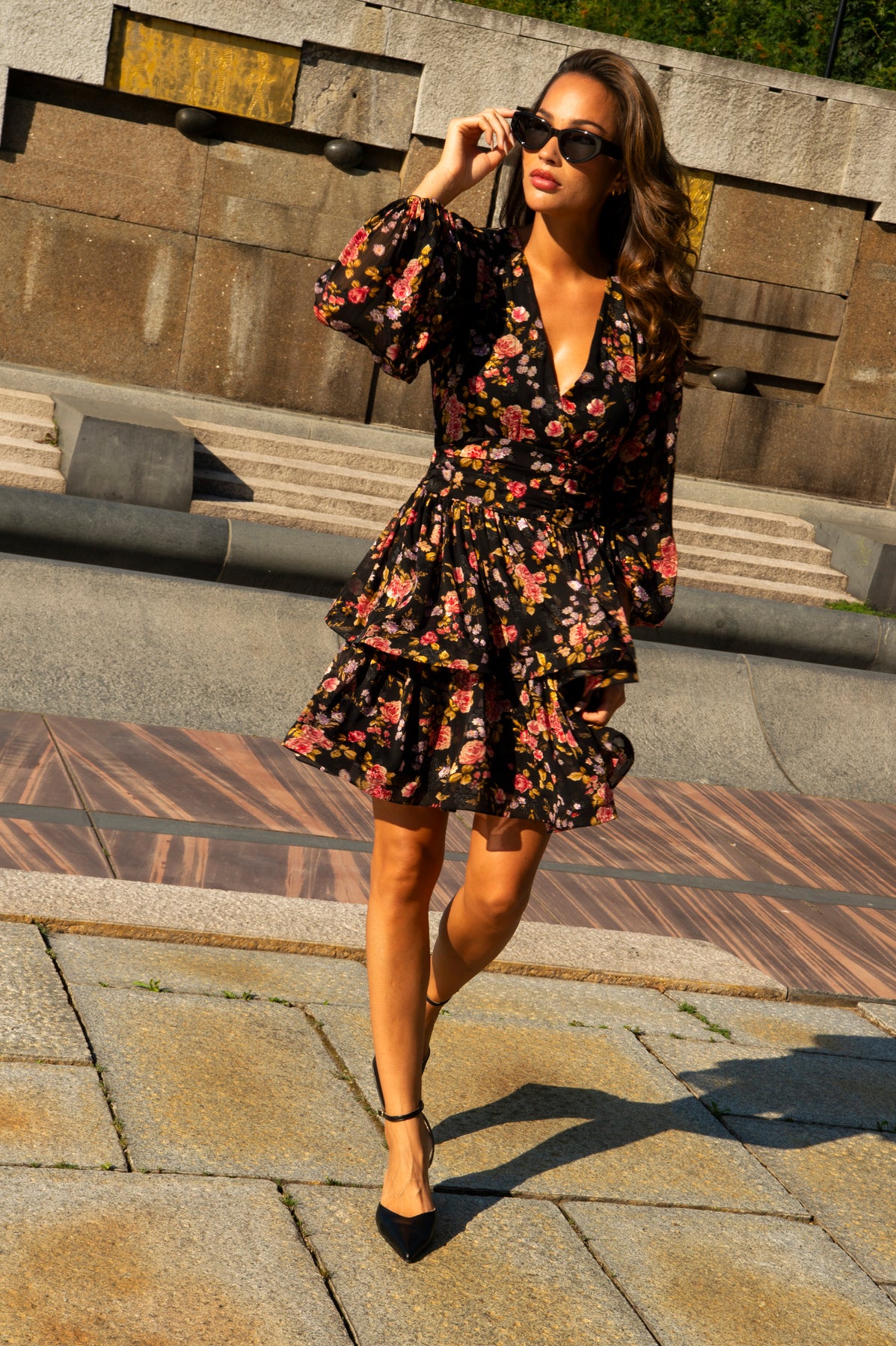 Jade Wave Dress - Black Pink