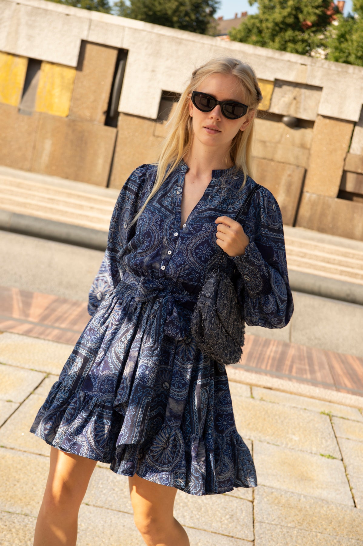 Gertrude Patch Dress - Navy