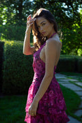 Inga Halter Maxi Dress - Fuchsia Flower