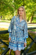 Saga Wide Paisley Dress - Blue
