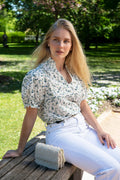 Signy Blouse - White Blue