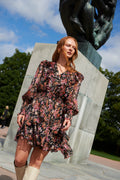 Frøya Short Golden Flower Dress - Black