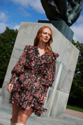 Frøya Short Golden Flower Dress - Black