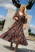 Gyri Golden Flower Dress - Black