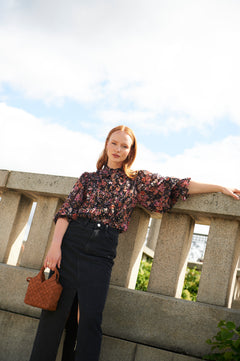 Ynina Golden Flower Blouse - Black