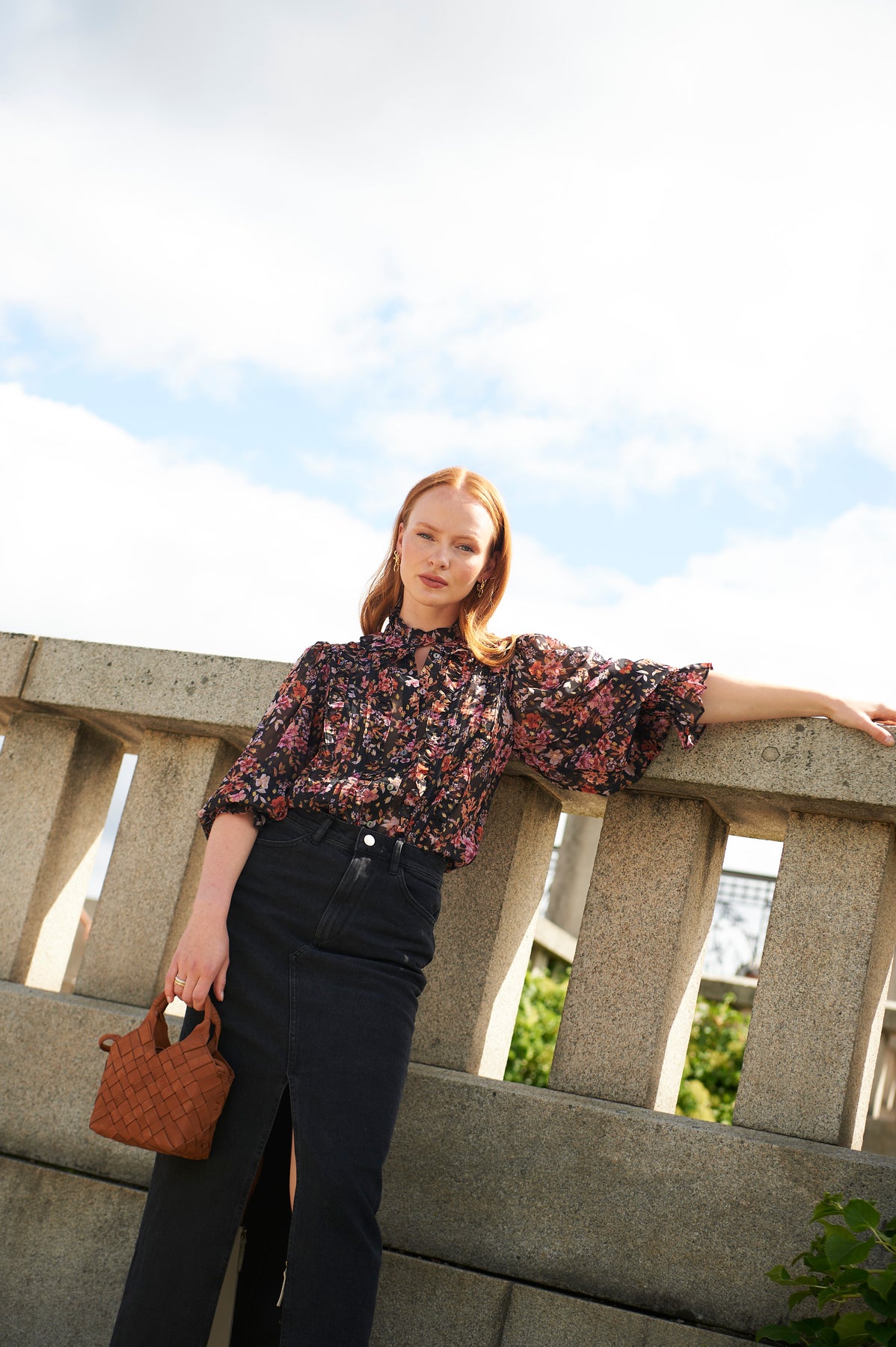 Ynina Golden Flower Blouse - Black