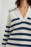 Athena - Ivory Navy Stripe