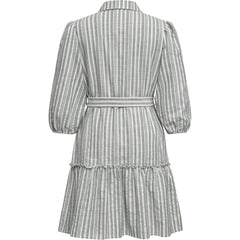 Linen Stripe Dress - Army/White