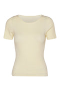 Rib Knit Short Sleeve Top - Off White