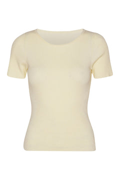 Rib Knit Short Sleeve Top - Off White