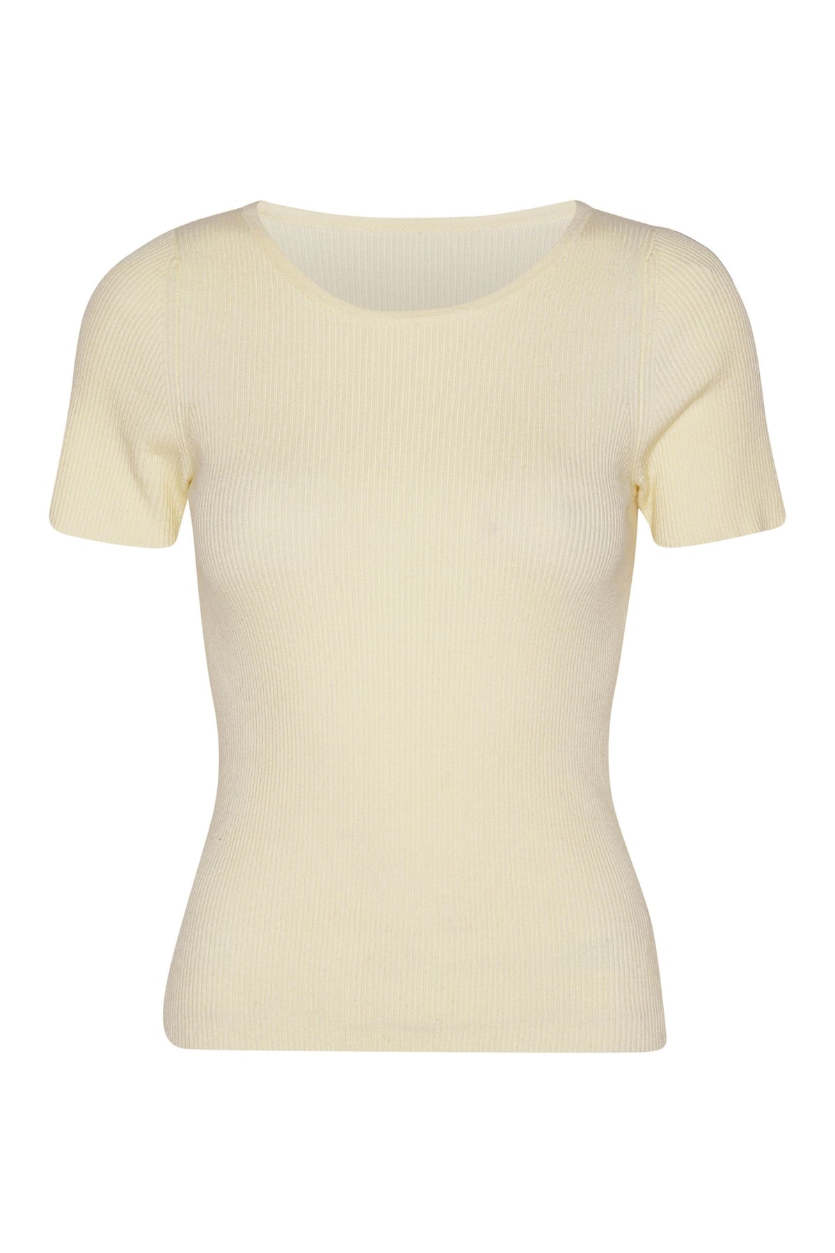 Rib Knit Short Sleeve Top - Off White