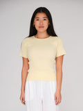 Rib Knit Short Sleeve Top - Pale Yellow