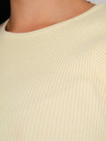 Rib Knit Short Sleeve Top - Pale Yellow