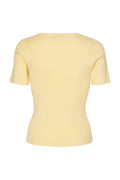 Rib Knit Short Sleeve Top - Pale Yellow