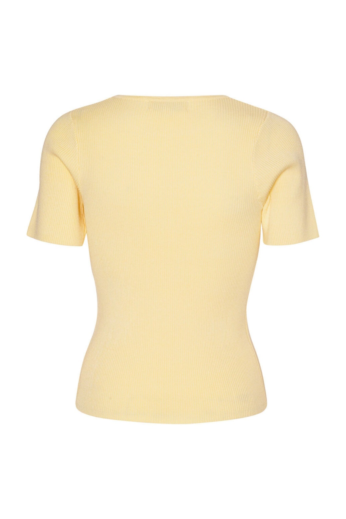 Rib Knit Short Sleeve Top - Pale Yellow