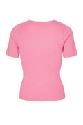 Rib Knit Short Sleeve Top - Pink