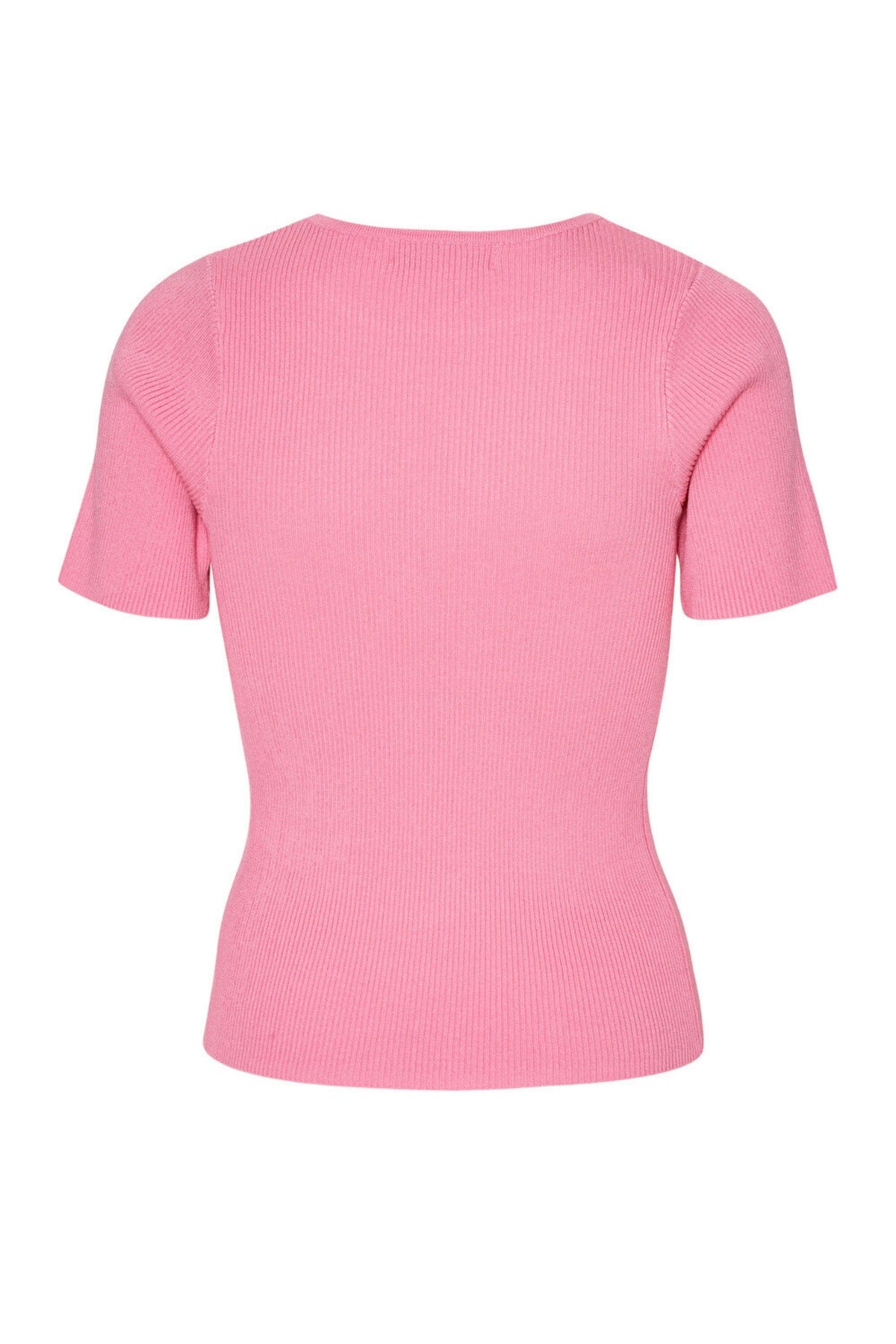 Rib Knit Short Sleeve Top - Pink