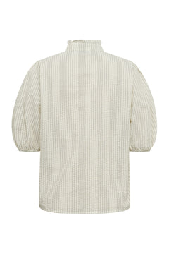 Tiffany Short Sleeve Stripe Shirt - Off White/Black Stripe
