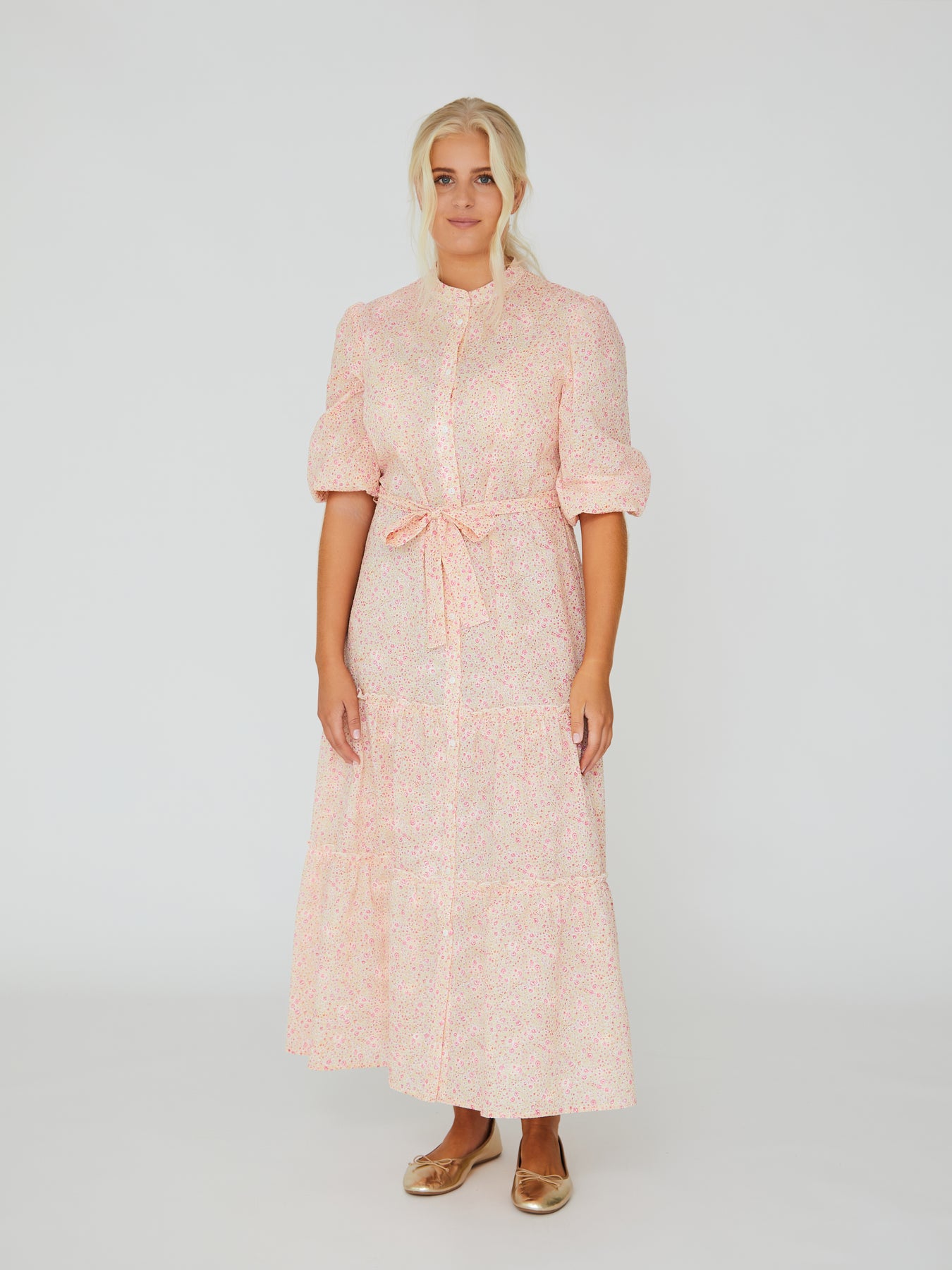 Kate Long Dress - Yellow/Rose