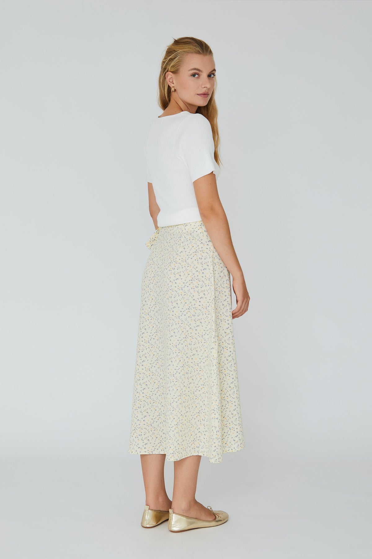 Peony Wrap Skirt - Light Yellow
